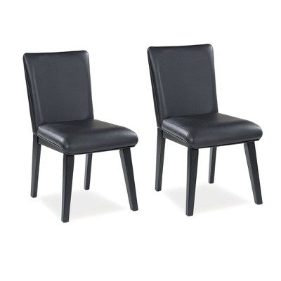 Signature Design by Ashley Jettaya Modern Dining Chairs, Black Faux Leather, Set of 2, Solid Wood Frame