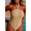 Moda Minx Lumiére 'Champagne' Lurex Crystal Halter Swimsuit - 3 of 4