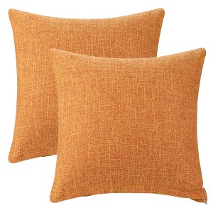 Unique Bargains Linen Solid Contemporary Indoor Outdoor Decorative Throw Pillow Cover 2 Pcs - 1 of 4