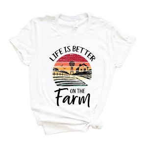 Simply Sage Market Women's Life Is Better On The Farm Sunset Short Sleeve Graphic Tee - 1 of 2