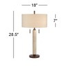 Franklin Iron Works Hugo Industrial Table Lamp 28 1/2" Tall Whitewashed Wood with USB Charging Port and Dimmer Oatmeal Fabric Shade for Bedroom House - 4 of 4