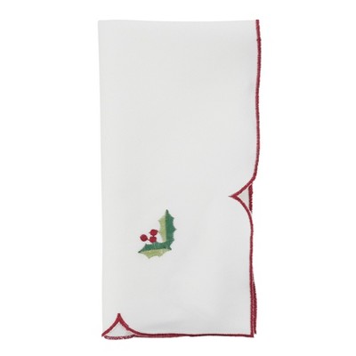 Saro Lifestyle XM503.S1422 14 x 22 in. Holly Jolly Embroidered Christmas Tree Guest Towel Silver - Set of 4