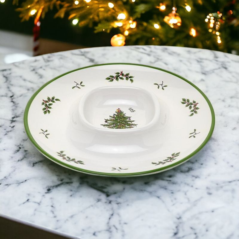 Spode Christmas Tree Melamine Chip and Dip, 14 Inch, 3 of 5