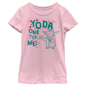 Girl's Star Wars Valentine's Day Yoda One for Me! Force T-Shirt - 1 of 4