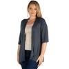 Plus Elbow Length Sleeve Open Front Cardigan - 24seven Comfort Apparel™ - 2 of 4