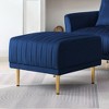 NicBex Modern 25.6" Rectangle Ottomans Velvet Footstools with Channel Tufted and Metal Legs for Bedroom and Living Room - 3 of 4