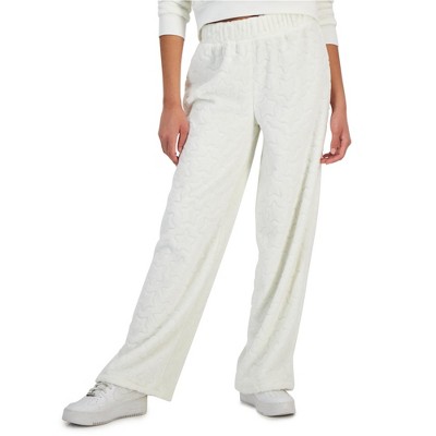Crave Fame Womens Faux-Fur Wide-Leg Casual Wide Leg Pants