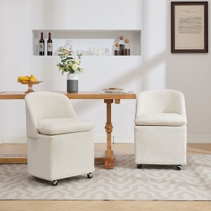 GDFStudio Galen Modern Chenille Upholstered Dining Chair with Universal Wheels - 1 of 4