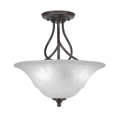 Toltec Lighting Capri 3 - Light Flush Mount in  Dark Granite with 16" White Marble  Shade
