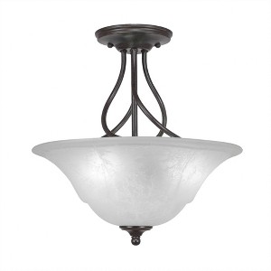 Toltec Lighting Capri 3 - Light Flush Mount in  Dark Granite with 16" White Marble  Shade - 1 of 1