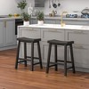 Costway Set of 2 Saddle Bar Stools Counter Height Dining Chairs with Wooden Legs Black/Gray/White - 2 of 4