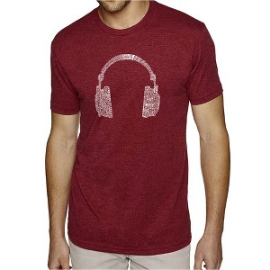 LA Pop Art Men's Premium Blend Word Art T-shirt - 63 DIFFERENT GENRES OF MUSIC Burgundy Medium - 1 of 4
