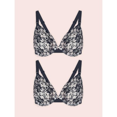 Leading Lady Women's The Paulette - Underwire Allover Lace Nursing Bra 2-Pack (4018-2pk) Black Lace Over Blush 2PK 36C