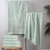 Cotton Geometric Jacquard Plush Soft Absorbent Bath Towel Set by Blue Nile Mills - 2 of 4