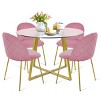 Hana+Nano 5-Piece Round-Shaped Dining Table Set With 4 Tufted Velvet Upholstered Chairs Gold Legs -Maison Boucle - 3 of 4