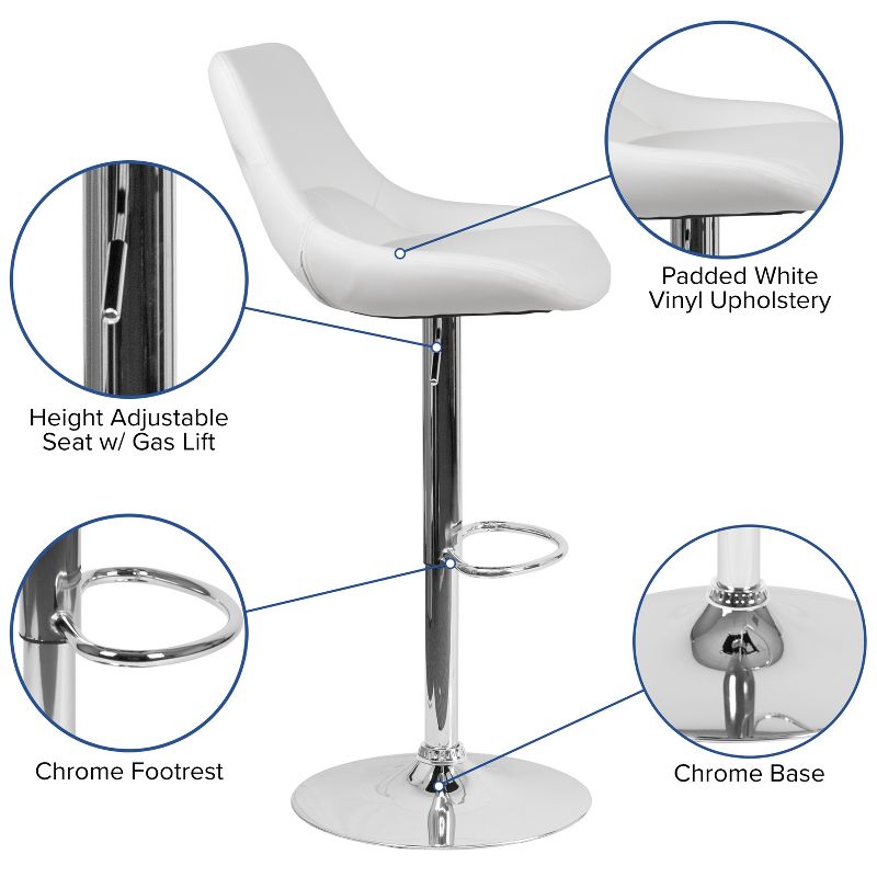 Emma and Oliver Adjustable Height Gas Lift Swivel Bar Stool with Support Pillow - Dining Stool, 6 of 15