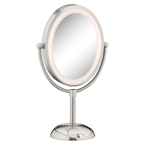 makeup mirror with lights around it