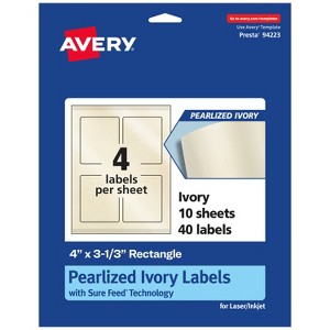 Avery Pearlized Ivory Rectangle Labels with Sure Feed Technology, Print-to-the-Edge, 4" x 3-1/3" - 1 of 4