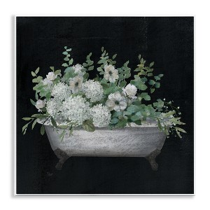 Stupell Industries Vintage Clawed Bathtub Botanical White Flower Bouquet Wall Plaque Art - 1 of 4
