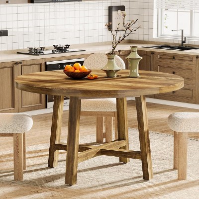 Tribesigns 47-Inch Round Dining Table, Farmhouse Kitchen Table with Cross Base for Dining Room, Kitchen, Living Room