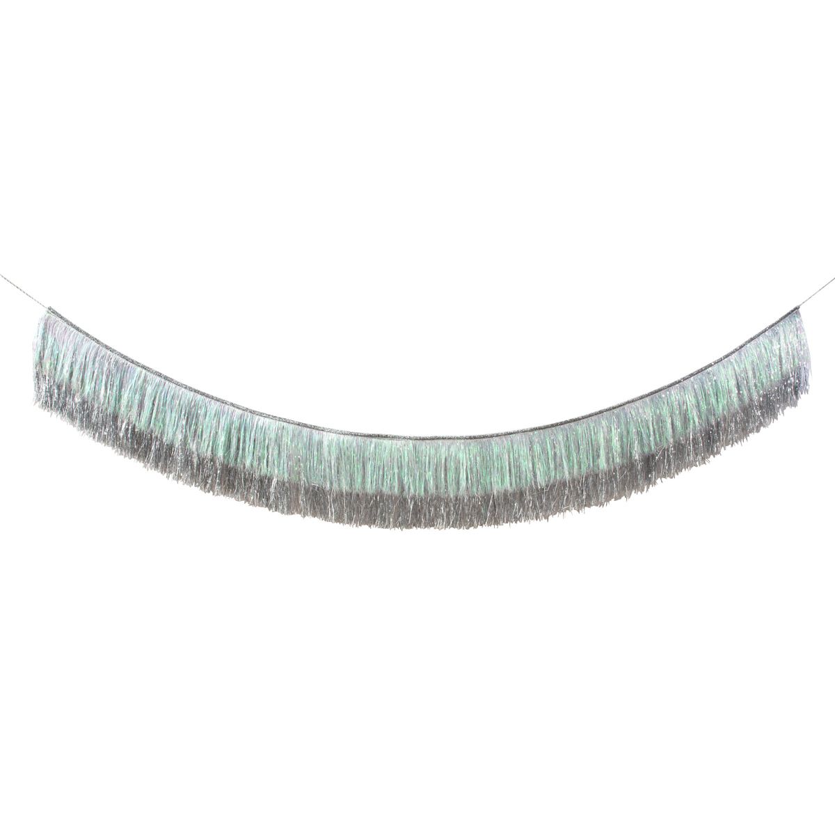 Meri Meri Silver Iridescent Tinsel Fringe Garland (10' with excess cord - Pack of 1) - thumbnail 3