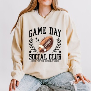 Simply Sage Market Football Game Day Social Club Lightweight Garment Dyed Sweatshirt - 1 of 4