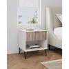 Sapphtopaz Modern Nightstand with Vertical Textured Drawer & Open Shelf End Table with Splayed Metal Legs Bedside Table for Bedroom,Living Room - 2 of 4
