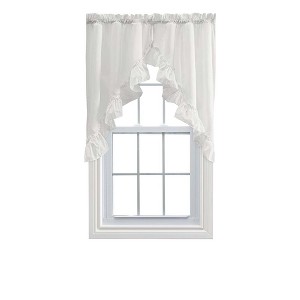 Ellis Stacey 1.5" Rod Pocket High Quality Fabric Solid Color Window Ruffled Swag 60"x38" Ice Cream - 1 of 4