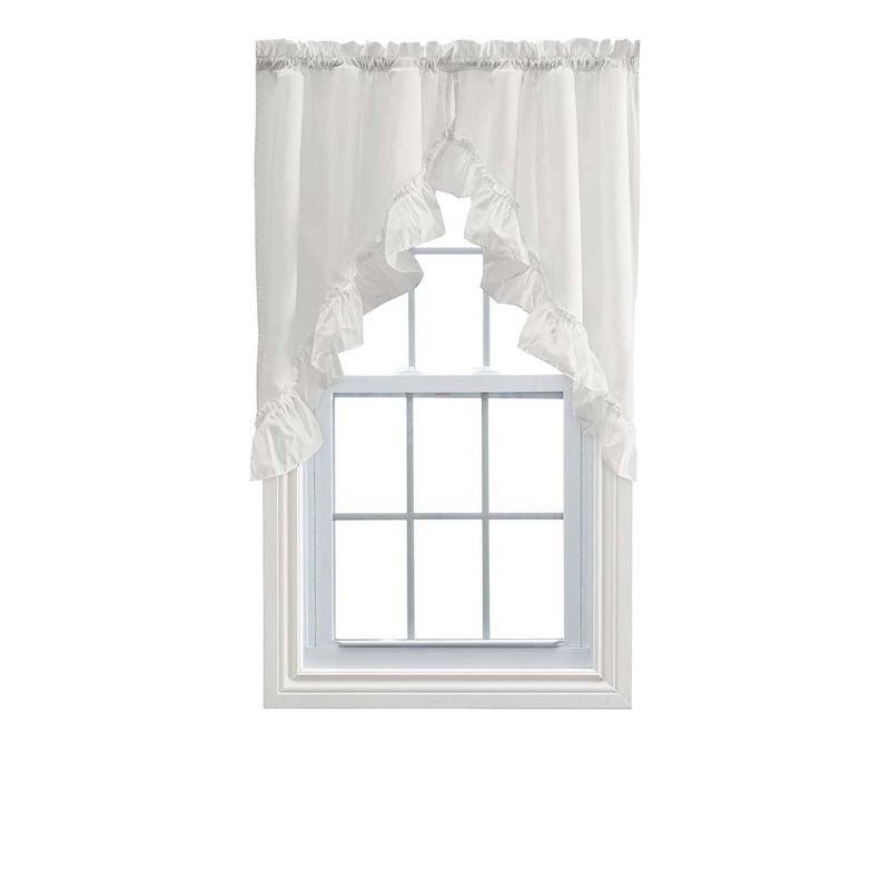 Ellis Stacey 1.5" Rod Pocket High Quality Fabric Solid Color Window Ruffled Swag 60"x38" Ice Cream, 1 of 4