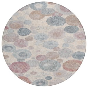 Peach Gray And Denim Blue Geometric Washable Indoor Outdoor Area Rug - 1 of 4