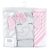 Hudson Baby Infant Girl Cotton Rich Hooded Towels, White Dots Pretty Elephant, One Size - 2 of 4