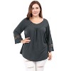 Agnes Orinda Women's Plus Size Plain Cut-Out Gathered Patchwork Long Sleeve T-Shirt - 4 of 4