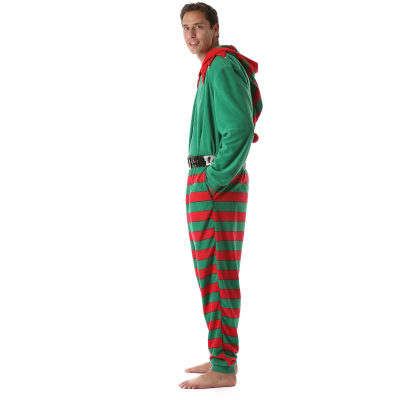 #followme Mens One Piece Christmas Themed Adult Onesie Microfleece Hoody Winter Pajamas, 3 of 5