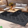 Outdoor Rug 10X14 Waterproof Reversible Plastic Straw Mats Modern Geometric Trellis Carpet Large Contemporary Border - 2 of 4