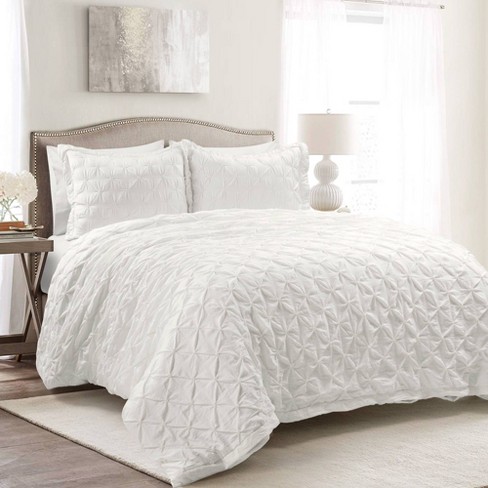 3pc Full/queen Ravello Pintuck Soft Oversized Duvet Cover Set White ...