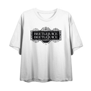 Beetlejuice Beetlejuice Black Sign Logo Women's Crop Tee - 1 of 3
