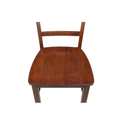 30" Square Brown Solid Wood Dining Table with 2 Ladderback Chairs