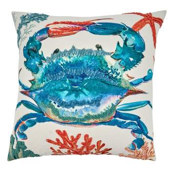 Saro Lifestyle Crab  Decorative Pillow Cover, Multi, 20"