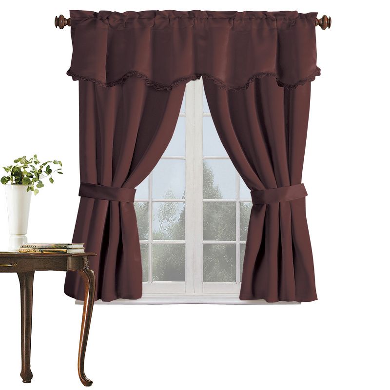 Collections Etc Burlington Black Out Drapery Set with Valance and Tiebacks, 99 Percent Light Blocking, Insulating and Noise Reducing, 1 of 4