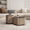 Coffee Table Hexagon,Farmhouse Style Side Table,Sofa Arm Table With 2 Drawers-Maison Boucle - 3 of 4