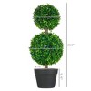 Resenkos 2 Pcs 23.5" Artificial Boxwood Ball Topiary Tree Set of 2 Fake Plants in Pot with Double Ball-Shaped Leaves Green - 3 of 4