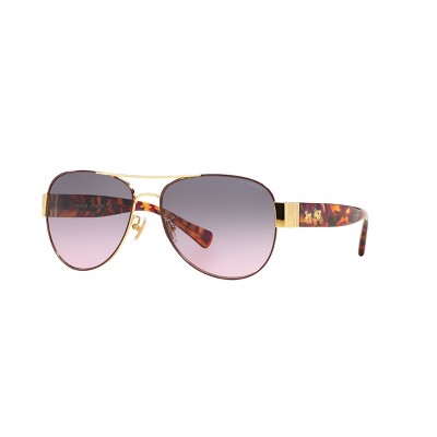 PreOwned Coach Gold Purple/Purple Confetti Aviator Sunglasses