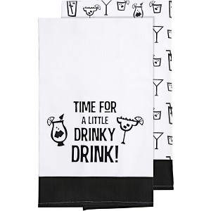 Pavilion Gift Company - Drinky Drink - Tea Towel Gift Set (2 - 19.75" x 27.5") - Kitchen Textiles - 1 of 4