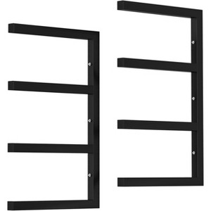 Lumber Storage Rack, Set of 2, Wall Mount, Heavy Duty Steel 4-Tier Wood Organizer Storage Shelves, 800LBS Capacity, for Shed, Workshop, Garage - 1 of 4
