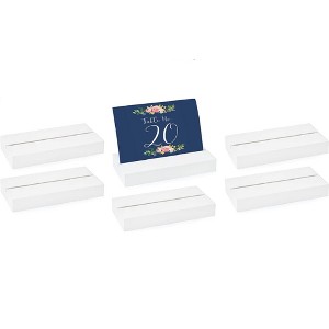Darware White Wooden Sign Holders, 6pk; Stands for Cardstock, Acrylic Signs, and Greeting Cards, Large 4.6 Inch Long by 2.8 Inch Wide - 1 of 4