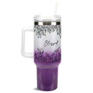 Elanze Designs Blessed Autumn Harvest Leaves 40 oz. Stainless Steel, Large Water Bottle Coffee Mug, Spill & Leak Resistant, Thermal Travel Tumbler - 1 of 1