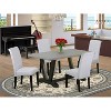 HomeStock 5-Pc Rectangle Natural Oak Finish Solid Wood Top Dining Table with 4 Parson Chair - 2 of 4