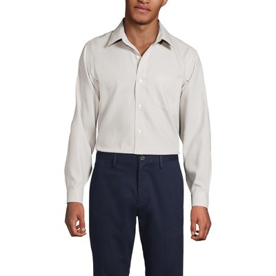 Lands' End Men's Solid No Iron Supima Pinpoint Straight Collar Dress Shirt