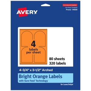 Avery Bright Orange Paper Labels, 4.75" x 3.5" Arched - 1 of 4