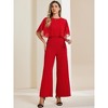INSPIRE CHIC Women's Casual Dressy Cape Ruffle Sleeve Tie Waist Wide Leg Jumpsuits - 3 of 4